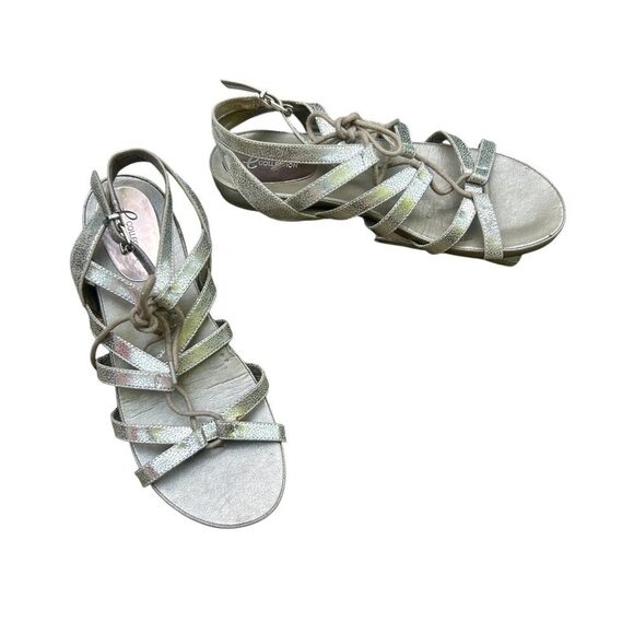 E Collection Gold Lace Up Gladiator Buckle Sandals size 8.5 - Picture 1 of 8